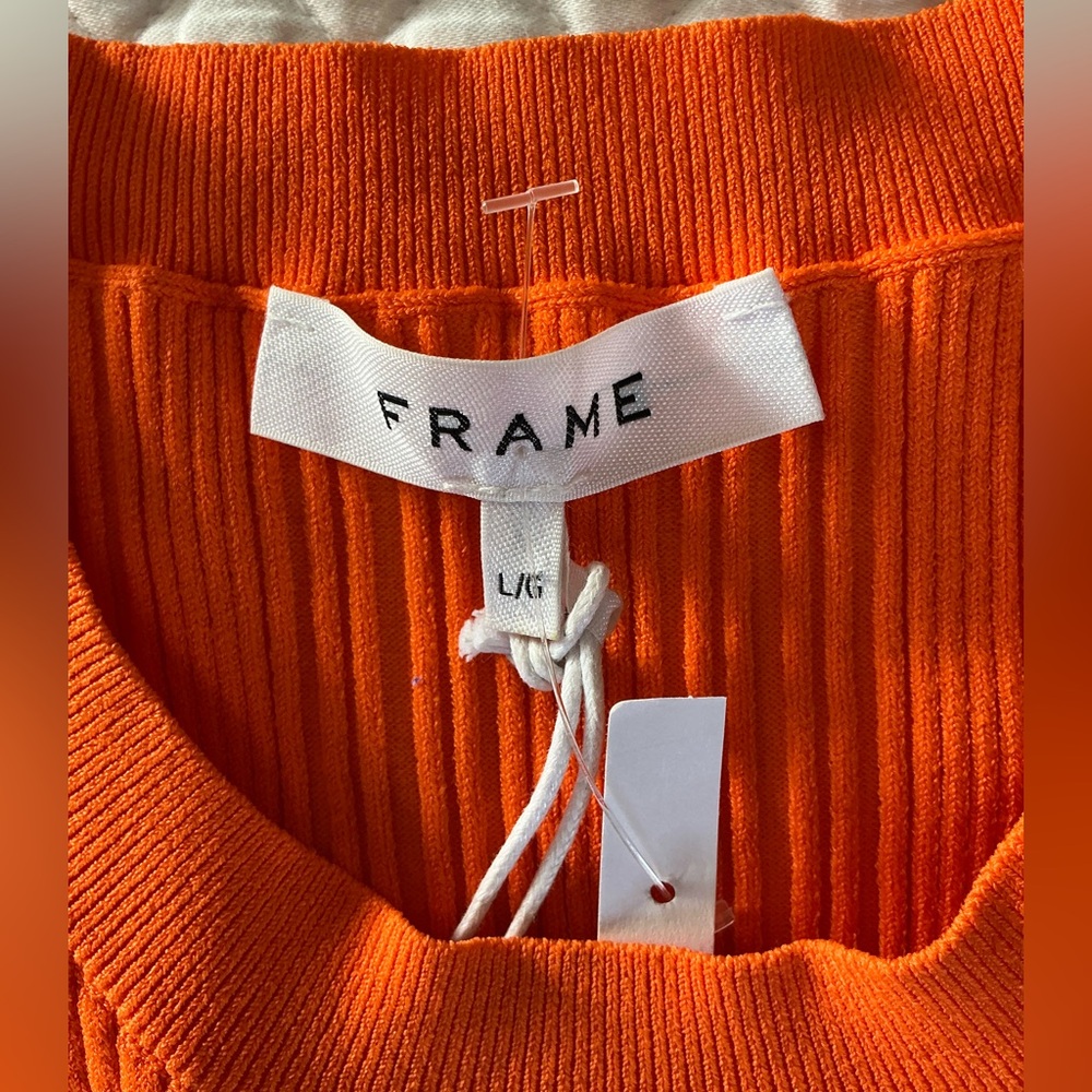 Frame Women’s Orange Ribbed Cit Out Sleeveless Top L - Picture 4 of 15